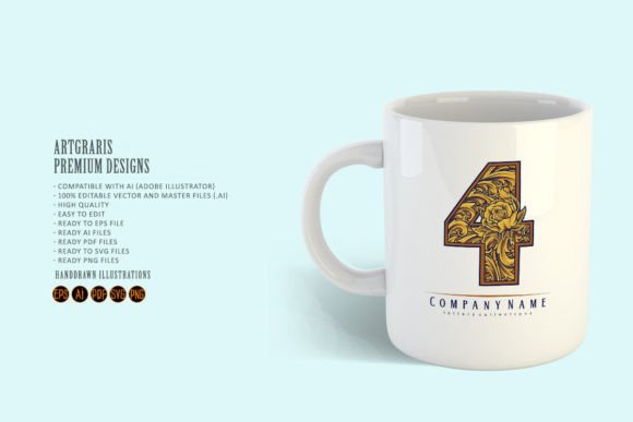 Download Numerical Elegance Vintage 4 Monogram - Elegance Collection