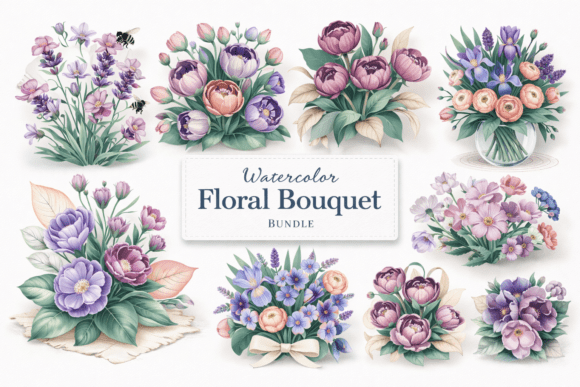 Download Watercolor Floral Bouquet Bundle - Watercolor floral bouquet Collection