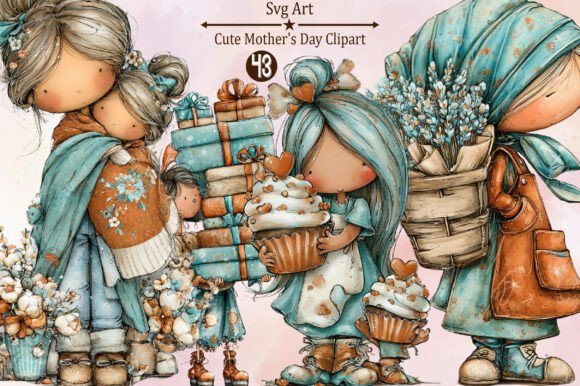 Download Whimsical Cute Mother's Day Clipart - Mother's day clipart Collection