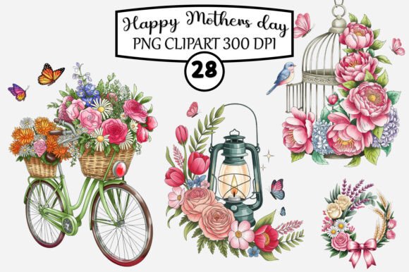 Download Happy Mother's Day Clipart Bundle - Mother's day clipart Collection