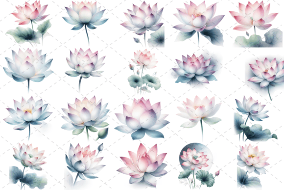 Download Lotus Elegance Watercolor Bloom Bundle - Elegance Collection