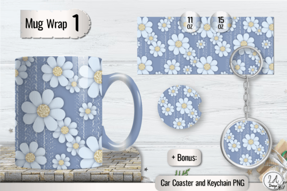Download Daisy Mug Wrap 3D Summer Flowers Design - Flowers design Collection