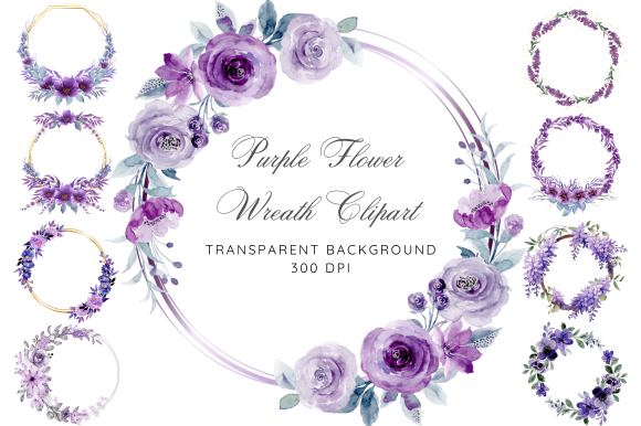 Download Purple Flower Wreath Clipart - Purple flower wreath clipart Collection