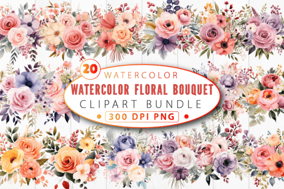 Download Watercolor Floral Bouquet Clipart Bundle - Watercolor floral bouquet Collection