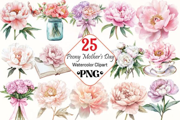 Download Watercolor Peony Mother's Day ClipArt's - Premium Resources