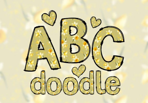 Download Daffodils Letters Floral Doodle Alphabet - Premium Bundle