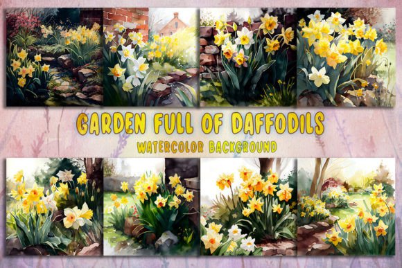 Download Garden Full of Daffodils Watercolor - Daffodils Collection