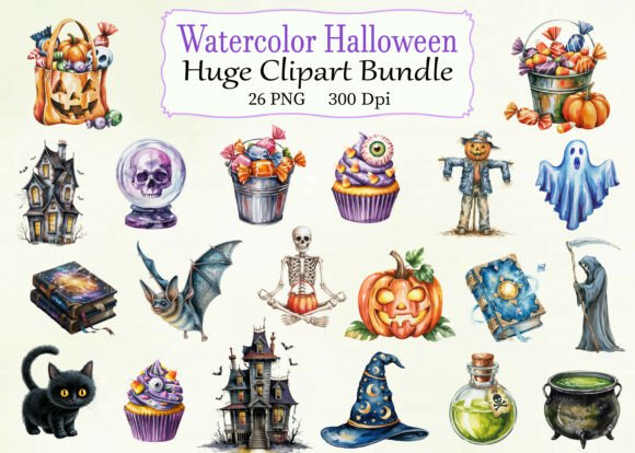 Download Watercolor Halloween Huge Clipart Bundle - Huge clipart bundle Collection