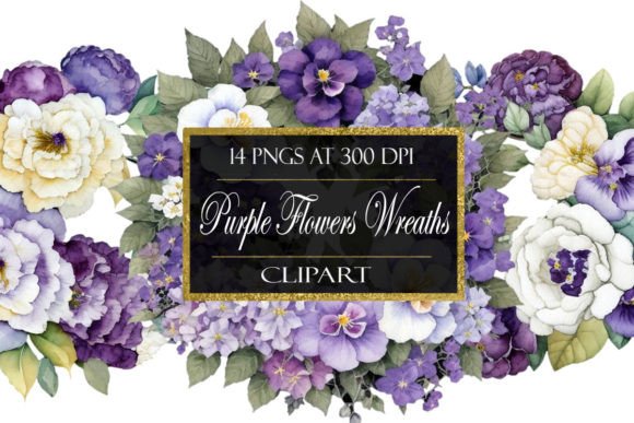 Download Purple Flower Wreath Clipart - Purple flower wreath clipart Collection