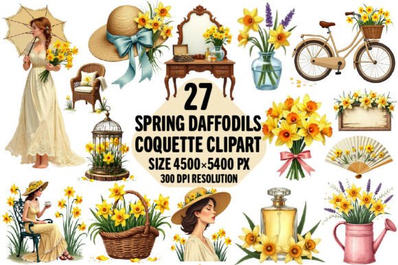 Download Spring Daffodils Coquette Clipart Bundle - Daffodils Collection