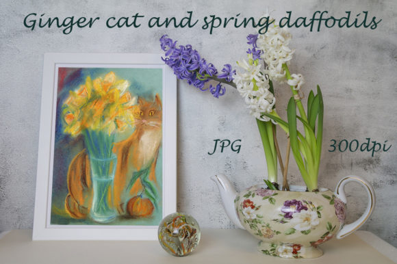 Download Ginger Cat and Spring Daffodils - Daffodils Collection
