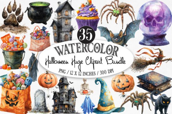 Download Watercolor Halloween Huge Clipart Bundle - Huge clipart bundle Collection