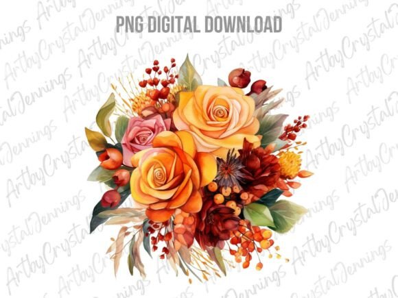 Download Autumn Watercolor Floral Bouquet PNG - Watercolor floral bouquet Collection